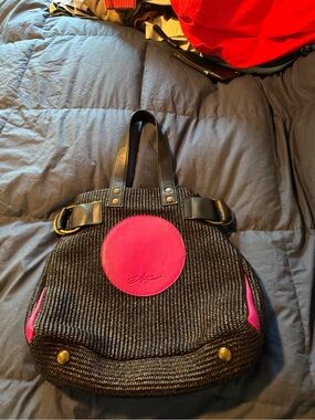 RARE ETRO MILANO WOVEN TOTE WITH LEATHER ACCENTS